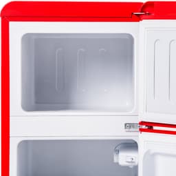 Sweiko Mini koelkast, Koel-vriescombinatie, Retro koelkast, 86.8*45.5 cm, dubbele deur, Totaal volume van 60L, Vrieskamer capaciteit van 22L, 163 kWh/jaar, -27° C~13° C, LED licht, Rood, Energieniveau F — thumbnail 4