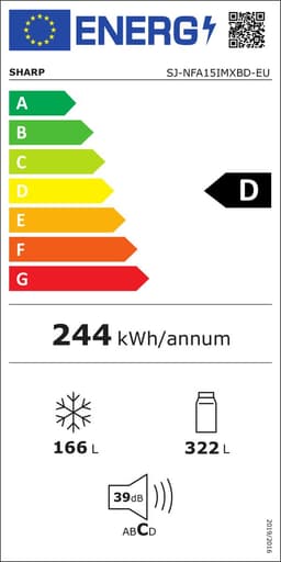 Sharp SJNFA15IMXBDEU - Amerikaanse koelkast - 4 deurs - 488 liter - energie label D - Advanced No Frost - zwart — thumbnail 2