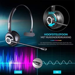 YONO Headset met Microfoon Draadloos - voor Computer PC - Laptop - Office Koptelefoon - Zwart — thumbnail 3