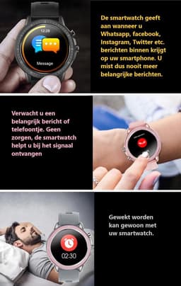 Belesy® Pink serie - Smartwatch Dames - Horloge - 1.3 inch - Kleurenscherm - Full Touch - 23 Sporten - Zilver - Roze - Grijs - Siliconen — thumbnail 5