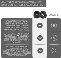 Oordopjes geschikt voor Samsung Galaxy BudsPro - Samsung Galaxy Buds Pro tips - Samsung Galaxy Buds Pro vervanging tips - 5 paar oordopjes voor Samsung Galaxy Buds Pro - Zwart / Large — thumbnail 5