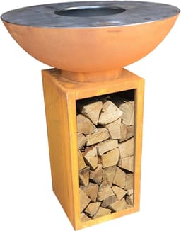 GardenMaxX Grill-Eye 80 Corten - Plancha BBQ - Vuurschaal - Grillen - Bakken - Grill-Ring - Barbecue - Buitenkoken - Grillplaat BBQ - Ø80x105 — thumbnail 1