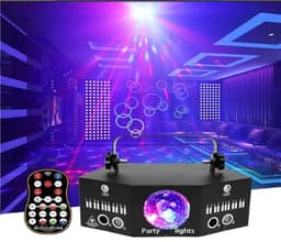 Happyment Disco Lichteffect PRO - Party Laser Lamp - Laser, LED's en Stroboscoop effect - Afstand bestuurbaar, Geluid gestuurd en DMX ondersteuning — thumbnail 1