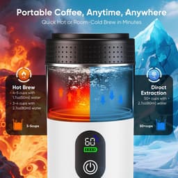 Nyoz 3 in 1 draagbare espressomachine - Koffiezetapparaat - Koffieapparaat - 20 bar - 7500 mAh - USB-C - Nespresso en Dolce Gusto — thumbnail 2