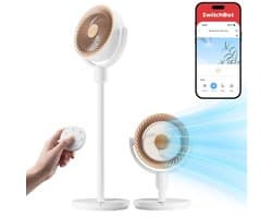 SwitchBot Staande Circulatieventilator – Oplaadbare Slimme Ventilator met Afstandsbediening en App – Wit