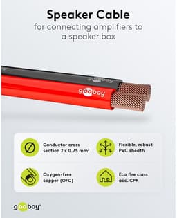 Goobay Luidsprekerkabel van 25 m, 2 x 0,75 mm², rood/zwart, CCA — thumbnail 3