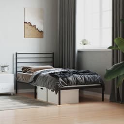 Bedframe met hoofdeinde, metaal, zwart, 90 x 200 cm, bedframe voor woonkamer, slaapkamer, hotelbedframe, geschikt voor slaapkamer — thumbnail 3