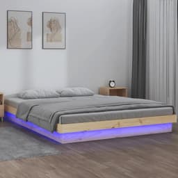 Bedframe met led, 120 x 190 cm, 4FT Small Double van massief hout, moderne bedframe, bedframe voor slaapkamer (SPU:820007) — thumbnail 1