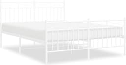 Bedframe met hoofd- en voeteneinde, metaal, wit, 140 x 190 cm, bedframe voor woonkamer, slaapkamer, hotelbedframe, geschikt voor slaapkamer — thumbnail 5