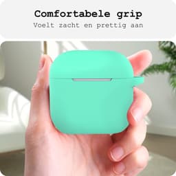 Case - Geschikt voor Apple AirPods 5 - Siliconen Hoes met Clip - Silicone Hoesje Cover - Turquoise — thumbnail 4