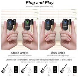 carmdering - Draadloos Gitaarsysteem 2,4 GHz – Zender en Ontvanger voor Elektrische Gitaar en Basgitaar, Draadloos Muziekinstrument Systeem, Lage Latency <4 ms, 30 m Bereik — thumbnail 2