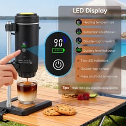 Mini-koffiezetapparaat 3 in 1 met batterij - Auto-espressomachine USB-C - Compatibel met capsules en gemalen koffie - Ideaal voor campercamping en reiscadeaus, zwart — thumbnail 3
