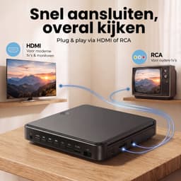 Sencision Mini DVD Speler met HDMI - Regiovrij - Full HD 1080P - CD en DVD Speler voor TV - USB & MicroSD - Incl. Afstandsbediening & Kabels - Zwart — thumbnail 3