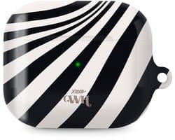 xoxo Wildhearts hoesje geschikt voor AirPods Pro 2 - Optical Illusion - Ook als telefoonhoesje verkrijgbaar - schokbestendige case - koptelefoonhoes - Beschermhoes met met golvende print - golven - zwart / beige