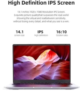 Laptop 14.1 Inch FHD IPS - 12GB RAM 512GB SSD - Intel Atom E3950 Dual Core 1.5 GHz - Zilver - Windows 11 - Notebook — thumbnail 1
