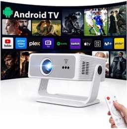 Draagbare Beamer 450 ANSI Lumen - WiFi 6 Android TV - 3840 x 2160 Resolutie - LED - Wit-grijs - Voor Thuisbioscoop — thumbnail 1
