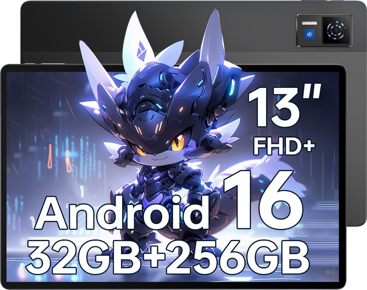 DOOGEEDOOGEE U13 Tablet 13 inch FHD+ 90Hz IPS, 32GB RAM (6GB fysiek + 26GB virtueel) 256GB ROM, Android 16, 11000mAh accu — afbeelding 1
