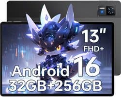DOOGEEDOOGEE U13 Tablet 13 inch FHD+ 90Hz IPS, 32GB RAM (6GB fysiek + 26GB virtueel) 256GB ROM, Android 16, 11000mAh accu