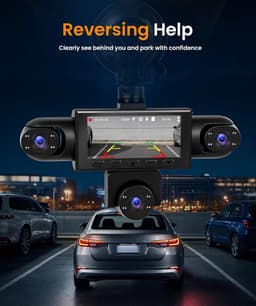 360° Dashcam voor Auto, 5 Camera's 1080P met 3-inch Scherm, voor-, achter-, binnen- en zijcamera's, Loop-opname, Nachtzicht, Bewegingsdetectie, 24-uurs Parkeermodus en Achteruitrijhulp — thumbnail 5