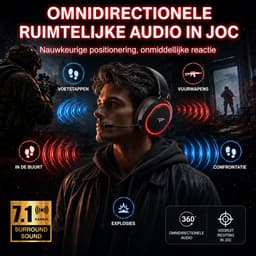 Picun G2 - Gaming Headset-Over Ear Koptelefoon Draadloos- met Retractable ENC microfoon-7.1 Surround Sound- Bluetooth 5.3- Multiplatform vor PC/PS5/PS4/Switch- Zwart rood — thumbnail 2