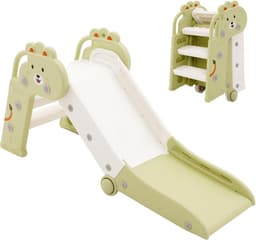 Glijbaan voor kinderen, met armleuningen, babyglijbaan, kinderglijbaan, kleine slide, indoor/buiten, ruimtebesparend (groen) — thumbnail 5