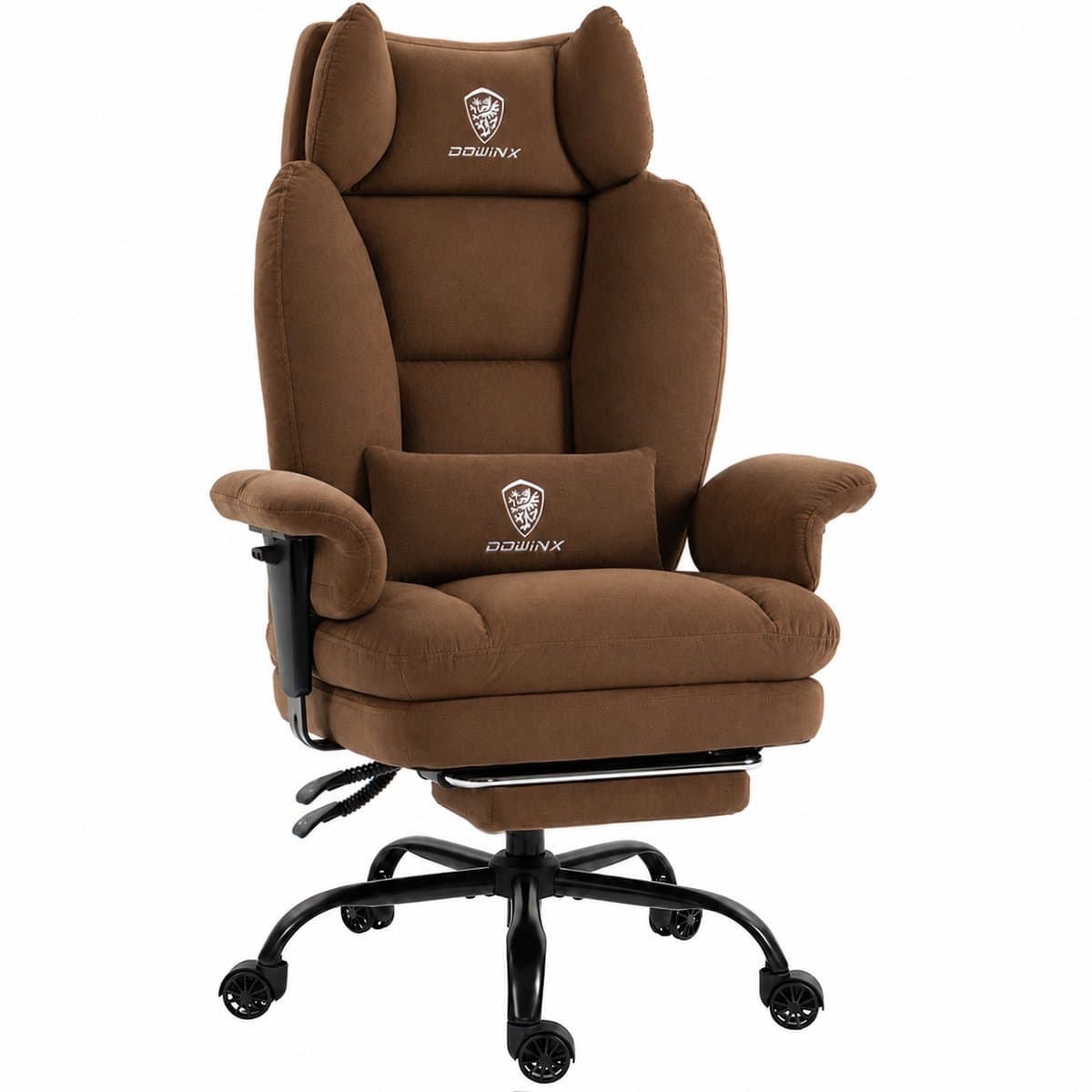 Dowinx Gamingstoel - Ergonomische Bureaustoel - Grote Bureaustoel - Ademende Stof en Flueel - Met Voetensteun en Verstelbare Rug - Bureaustoel Gaming chair - Bruin — afbeelding 1