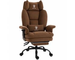 Dowinx Gamingstoel - Ergonomische Bureaustoel - Grote Bureaustoel - Ademende Stof en Flueel - Met Voetensteun en Verstelbare Rug - Bureaustoel Gaming chair - Bruin