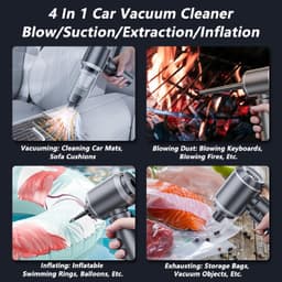 4‑in‑1 draadloze oplaadbare handstofzuiger, 16000PA sterke draagbare autostofzuiger met borstelloze motor, compacte mini stofzuiger in zilver, voor auto, thuis, kantoor en kamperen（rood） — thumbnail 5