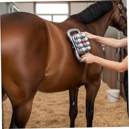 Massagegun voor paarden - Spiermassage - Herstel bevorderen - 8 massagekoppen - 34 x 20 x 14 cm - Grijs — thumbnail 2