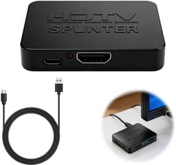 HDMI-splitter 1-in-2 out, 4K HDMI-verdeler voor 2 monitoren tegelijkertijd, 1 ingang op 2 uitgangen met USB-voeding, ondersteunt 4K/Full HD 1080p, geschikt voor pc, tv, laptop en beamer — thumbnail 5