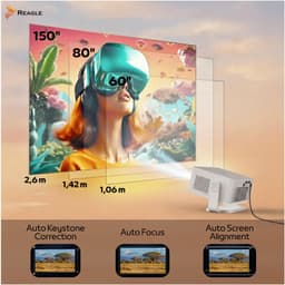 Mini Beamer Android 14 - 300 ANSI Lumen HD 720p - LED Projector - Compact Draagbaar - Thuisbioscoop Entertainment — thumbnail 2