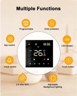 Slimme Thermostaat - Digitale Regelaar - Verwarming Instellen - WiFi Bediening - 10 x 10 x 5 cm - Wit — thumbnail 3