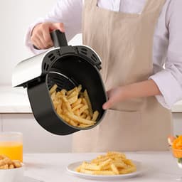 Airfryer - Heteluchtfriteuse Frituur - Gezond Koken - Snelle Hete Lucht - 4.5 Liter - Wit Blauw — thumbnail 2