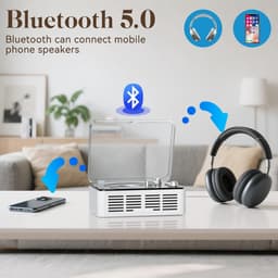 Retro Bluetooth-luidspreker - Bluetooth Luidspreker - Bleutooth Speakers - CD-speler - Bluetooth 5.0 - Meerdere Afspeelmodi - Dubbele Stereoluidsprekers - Wit — thumbnail 5