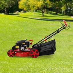Benzine Grasmaaier - Tuinmaaier Gazonmaaier - Gazon Onderhouden - Robuust Stalen Frame - 51 cm Maaibreedte - Zwart Rood — thumbnail 2