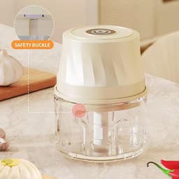 Knoflook Hakker Keukenmachine - Mini Hakker Foodprocessor - Groente Snijden - Draadloos USB Oplaadbaar - 350ml - Crèmekleurig — thumbnail 5