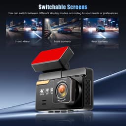 SnelShoppen - 4K Dashcam Voor en Achter Met Wifi, GPS, Dual Lens 4K + 1080P, 3 Inch IPS Mini Autocamera, Inclusief 64 GB SD-kaart, Parkeerbewaking, Na — thumbnail 4