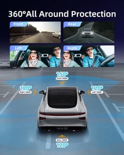 SnelShoppen - NHOPEEW 4-kanaals dashcam met 360° zicht - 3 inch 1080p auto dashcam met 4 camera's, loop-opname, G-sensoren, wifi-app, nachtzicht, 24-u — thumbnail 2