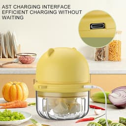 Elektrische Knoflookhakselaar - Mini Hakmolen - Snel Ingrediënten Snijden - Draadloos en Draagbaar - 350 ml Inhoud - Geel — thumbnail 4