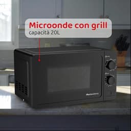 Magnetron met Grill - Oven Magnetronoven - Snel Eten Opwarmen - Geïntegreerde Grillfunctie - 20 Liter - Zwart — thumbnail 2