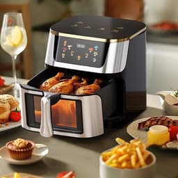 Airfryer - XXL – Heteluchtfriteuse – 2400W/2800W – 12L - RVS & Touchscreen – Multifunctionele Elektrische Friteuse - Olievrij Frituren - Zwart — thumbnail 1