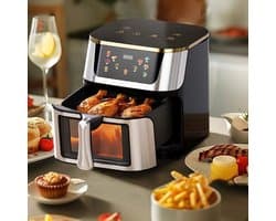 Airfryer - XXL – Heteluchtfriteuse – 2400W/2800W – 12L - RVS & Touchscreen – Multifunctionele Elektrische Friteuse - Olievrij Frituren - Zwart