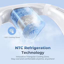 Nekventilator met Halfgeleider Koeling 4400mAh – Draagbare Nek Airconditioner met Groot Koelvlak, LED Display, 3 Windsnelheden & 3 Koelstanden, USB-C Oplaadbaar – Wit — thumbnail 5