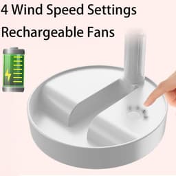 Statiefventilator-vloerventilator-tafel ventilator geluidloos-Opvouwbare tafelventilator met voet - Verstelbare hoogte, 3600mAh oplaadbaar, draagbaar, stil, opvouwbaar -Wit - 20x20x10,5 cm — thumbnail 4