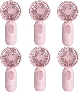 Mini draagbare ventilatoren (6 stuks), schattige, lichtgewicht handventilatoren op batterijen, 3 windsnelheden, USB-oplaadbaar, ventilatoren in de vorm van wimpers, unisex, geschikt voor kantoor, buiten, reizen en kamperen - Roze — thumbnail 1