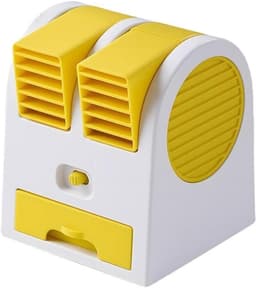 Stille mini-bureauventilator, oplaadbaar via USB, draagbaar ontwerp, geschikt voor dagelijks gebruik in studentenkamers, kantoren en thuis - Geel — thumbnail 1