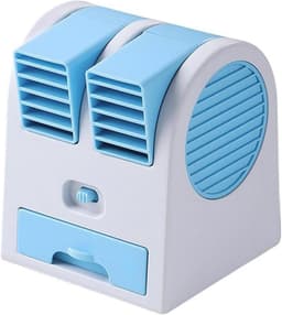 Stille mini-bureauventilator, oplaadbaar via USB, draagbaar ontwerp, geschikt voor dagelijks gebruik in studentenkamers, kantoren en woningen - Blauw — thumbnail 1