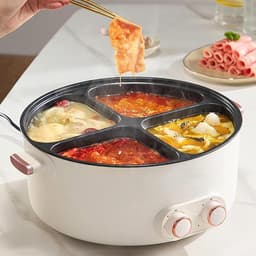 Elektrische Stoofpot - Multicooker 4 Vaks - Gelijk Koken - Dubbele Temperatuurzones - 6 Liter Capaciteit - Roestvrij Staal — thumbnail 1