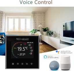 Slimme Thermostaat - Wandthermostaat Programmeerbaar - Verwarming Regelen - Wifi Spraakbesturing - 8.6 cm - Zwart — thumbnail 5