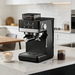 Espressomachine met Geïntegreerde Koffiemolen - 20 Bar - 1350W - Touchscreen - 1,8 Liter Watertank - Dubbele Extractie - Espressoapparaat — thumbnail 2